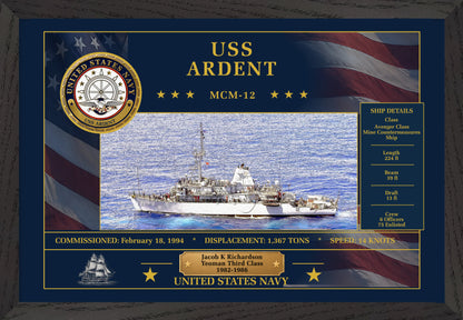 USS Ardent MCM-12 Framed Patriotic Art