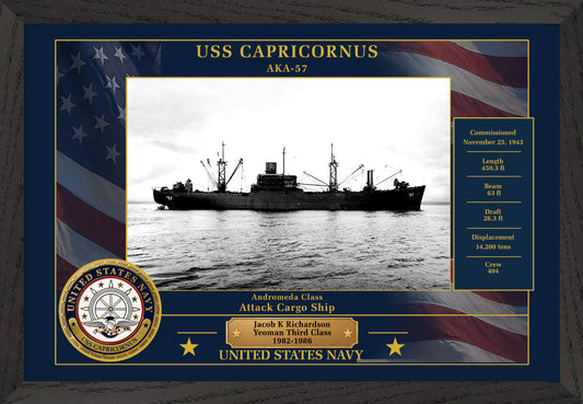 USS Capricornus AKA-57 Framed Patriotic Photo