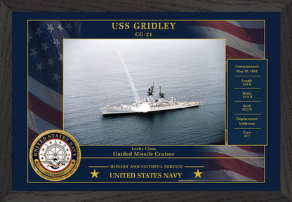 USS Gridley CG-21 Framed Patriotic Photo