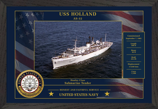 USS Holland AS-32 Framed Patriotic Photo