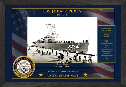 USS John R Perry DE-1034 Framed Patriotic Photo