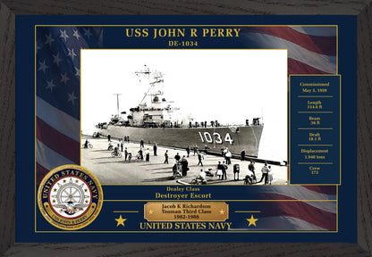 USS John R Perry DE-1034 Framed Patriotic Photo