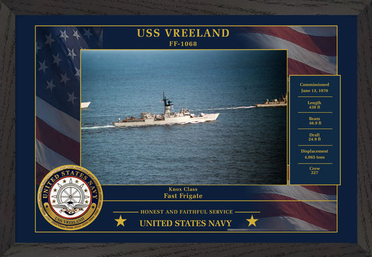 USS Vreeland FF-1068 Framed Patriotic Photo