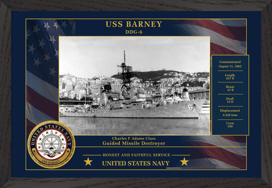 USS Barney DDG-6 Framed Patriotic Photo