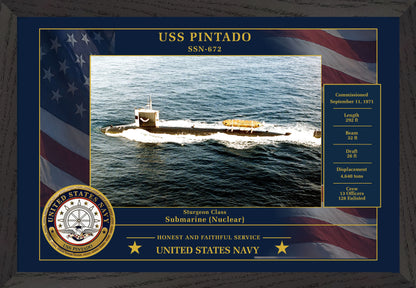 USS Pintado SSN-672 Framed Patriotic Photo