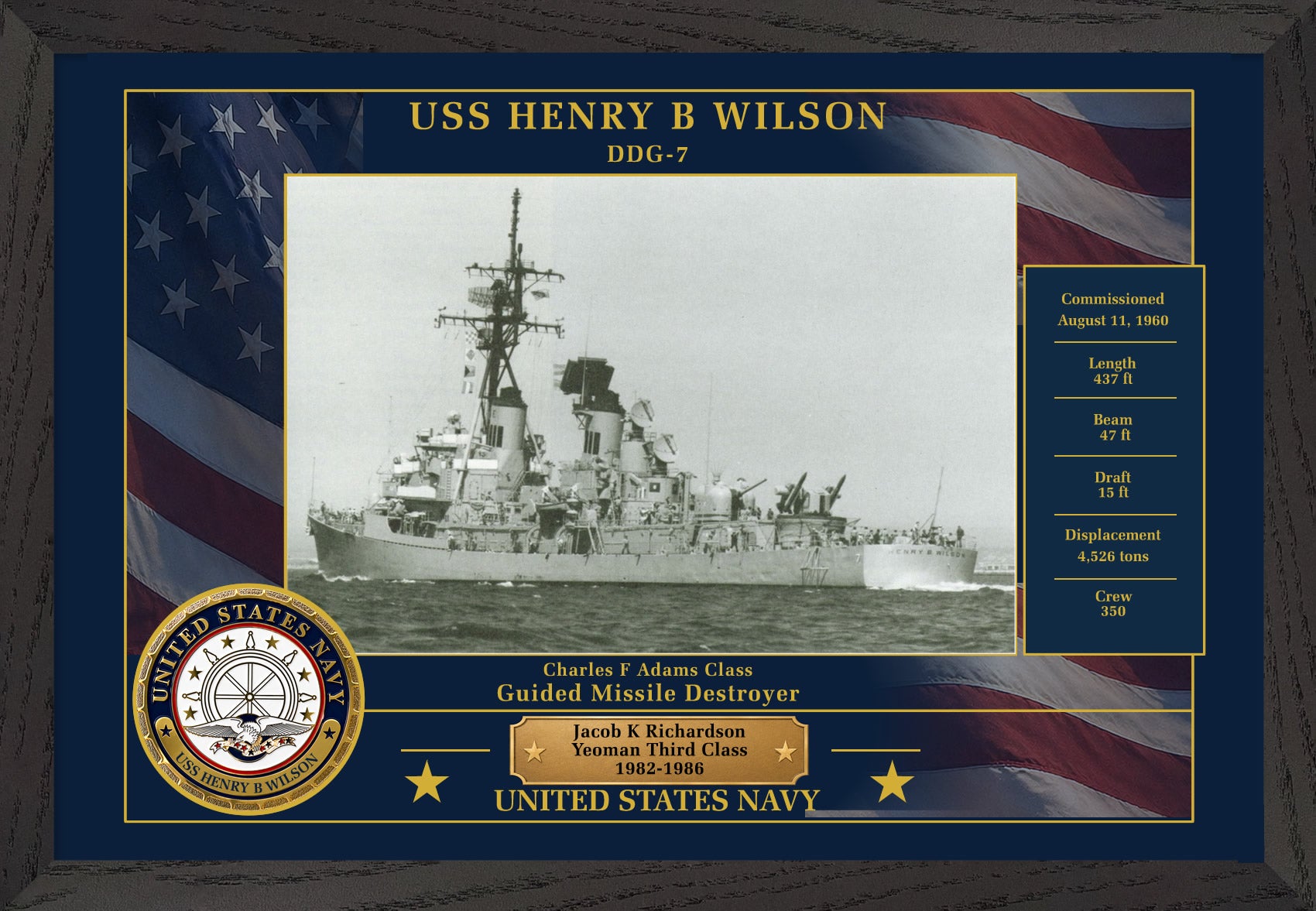 USS Henry B Wilson DDG-7 Framed Patriotic Photo