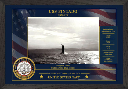 USS Pintado SSN-672 Framed Patriotic Photo