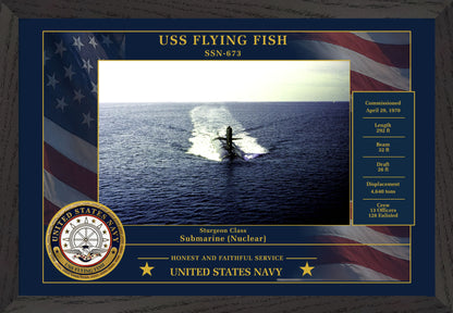 USS Flying Fish SSN-673 Framed Patriotic Photo