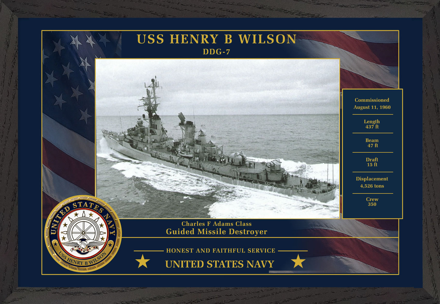 USS Henry B Wilson DDG-7 Framed Patriotic Photo