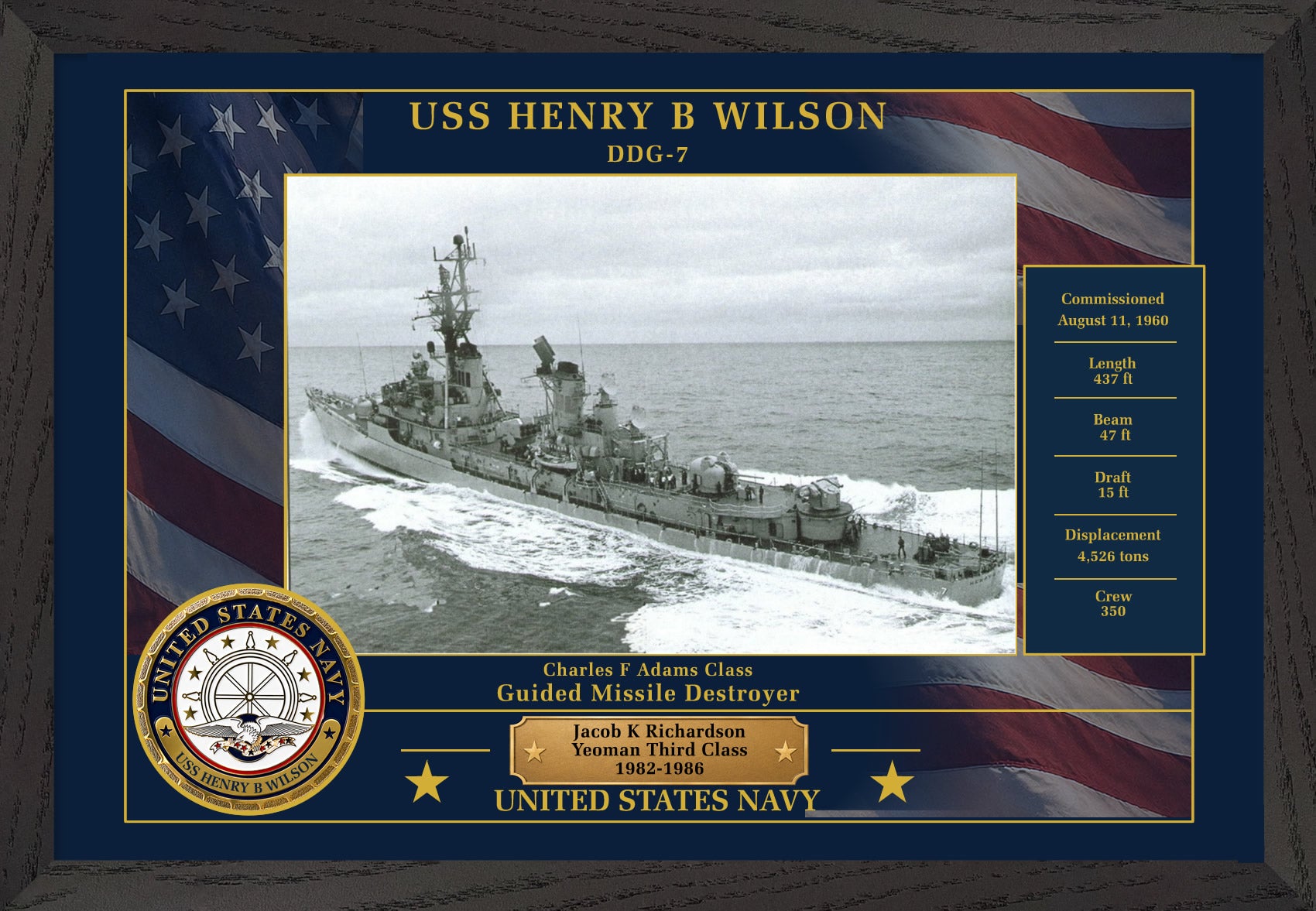USS Henry B Wilson DDG-7 Framed Patriotic Photo