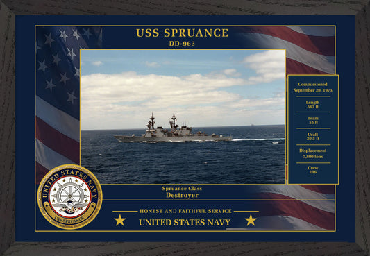 USS Spruance DD-963 Framed Patriotic Photo
