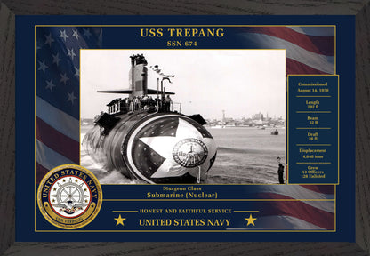 USS Trepang SSN-674 Framed Patriotic Photo