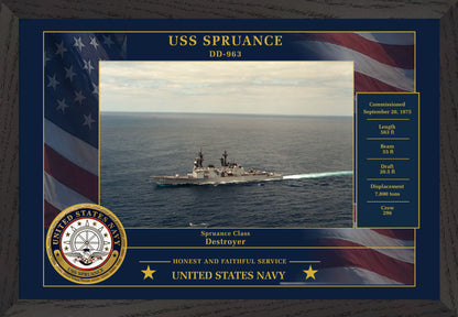 USS Spruance DD-963 Framed Patriotic Photo