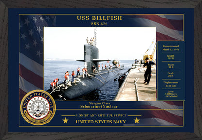 USS Billfish SSN-676 Framed Patriotic Photo
