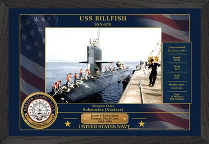 USS Billfish SSN-676 Framed Patriotic Photo