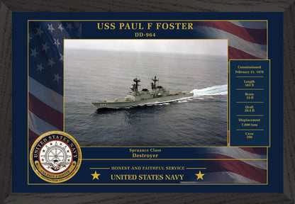 USS Paul F Foster DD-964 Framed Patriotic Photo