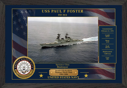 USS Paul F Foster DD-964 Framed Patriotic Photo