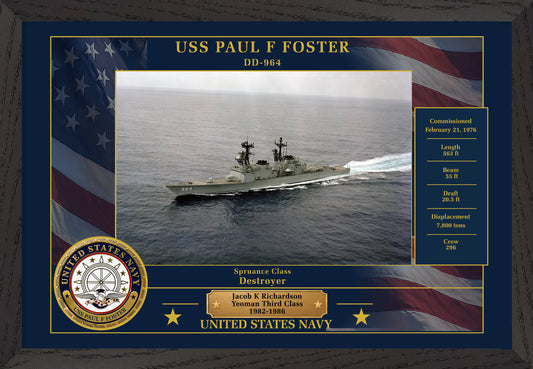 USS Paul F Foster DD-964 Framed Patriotic Photo