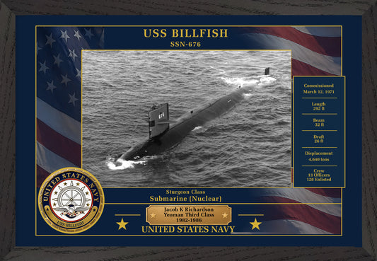 USS Billfish SSN-676 Framed Patriotic Photo