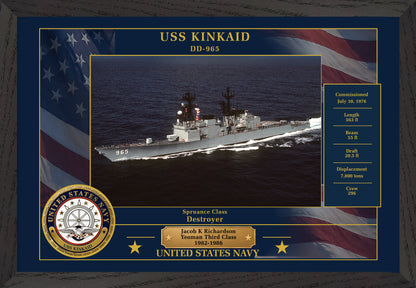 USS Kinkaid DD-965 Framed Patriotic Photo