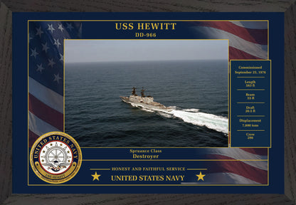 USS Hewitt DD-966 Framed Patriotic Photo