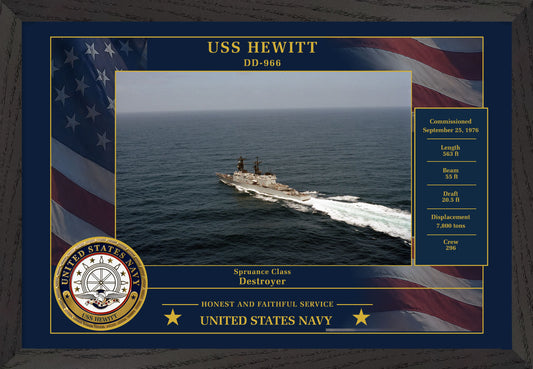 USS Hewitt DD-966 Framed Patriotic Photo