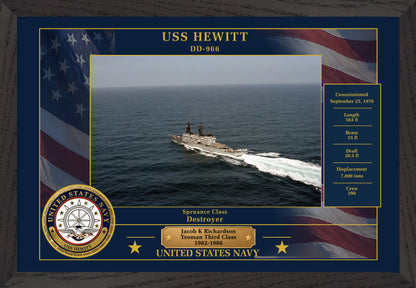 USS Hewitt DD-966 Framed Patriotic Photo