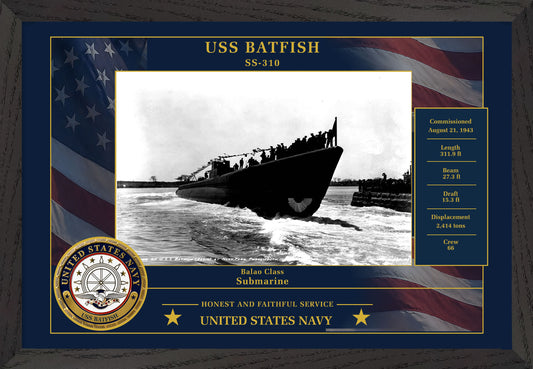 USS Batfish SS-310 Framed Patriotic Photo
