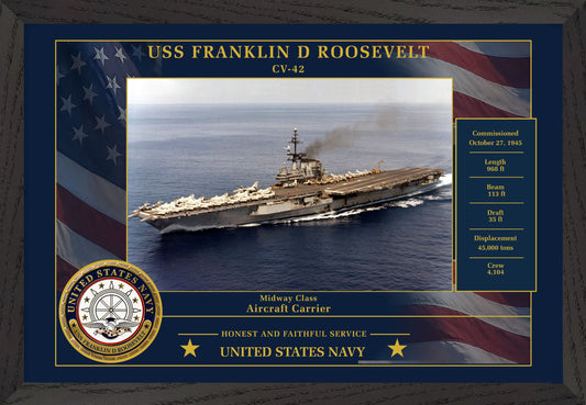 USS Franklin D Roosevelt CV-42 Framed Patriotic Photo