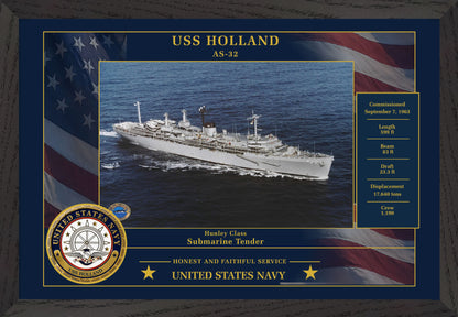 USS Holland AS-32 Framed Patriotic Photo