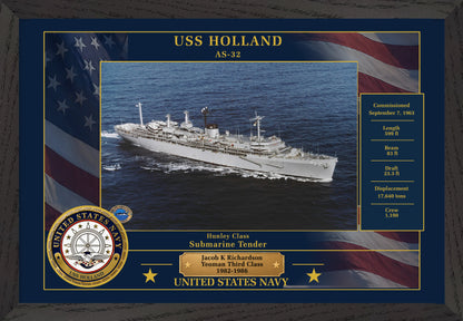USS Holland AS-32 Framed Patriotic Photo