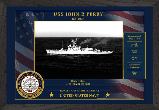 USS John R Perry DE-1034 Framed Patriotic Photo