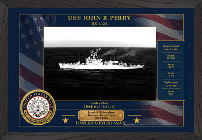 USS John R Perry DE-1034 Framed Patriotic Photo