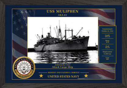 USS Muliphen AKA-61 Framed Patriotic Photo