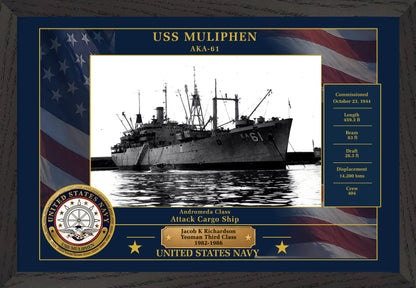 USS Muliphen AKA-61 Framed Patriotic Photo