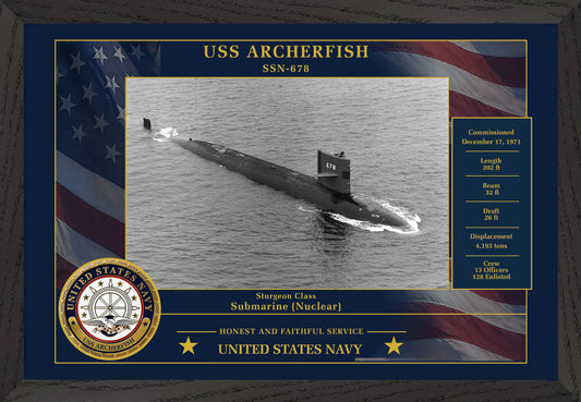 USS Archerfish SSN-678 Framed Patriotic Photo