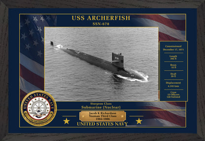 USS Archerfish SSN-678 Framed Patriotic Photo