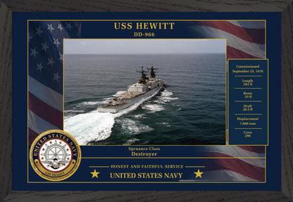 USS Hewitt DD-966 Framed Patriotic Photo