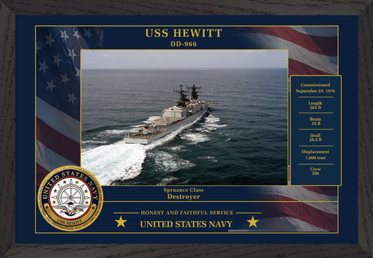 USS Hewitt DD-966 Framed Patriotic Photo