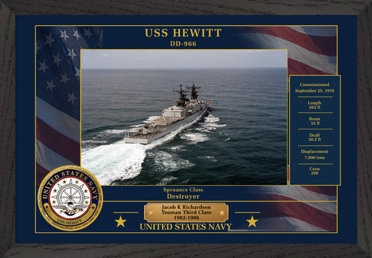 USS Hewitt DD-966 Framed Patriotic Photo