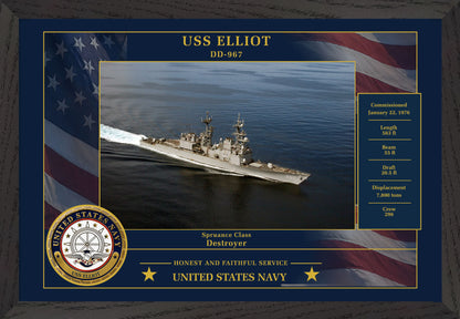 USS Elliot DD-967 Framed Patriotic Photo