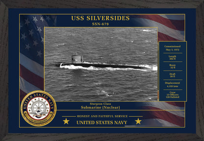 USS Silversides SSN-679 Framed Patriotic Photo