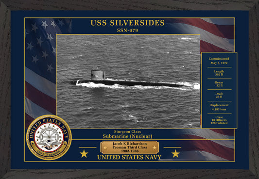 USS Silversides SSN-679 Framed Patriotic Photo