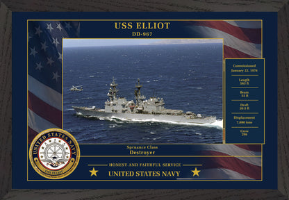 USS Elliot DD-967 Framed Patriotic Photo
