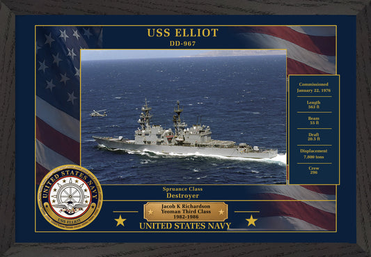 USS Elliot DD-967 Framed Patriotic Photo