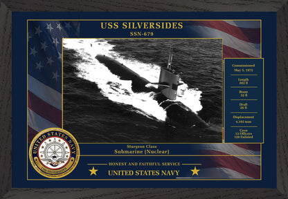 USS Silversides SSN-679 Framed Patriotic Photo