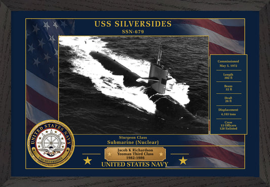 USS Silversides SSN-679 Framed Patriotic Photo