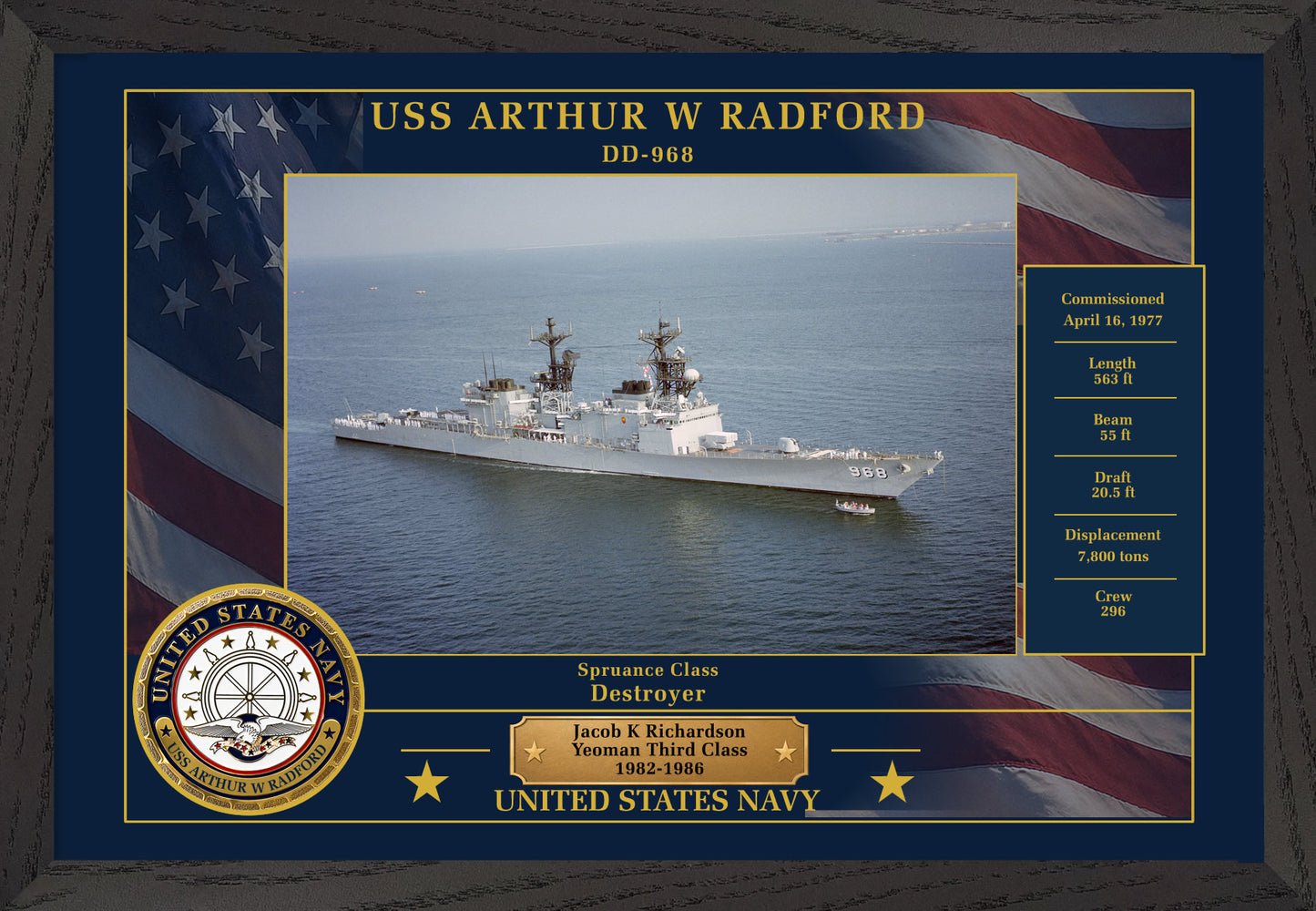 USS Arthur W Radford DD-968 Framed Patriotic Photo