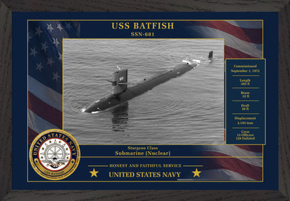 USS Batfish SSN-681 Framed Patriotic Photo