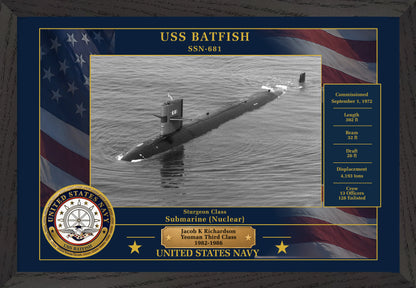USS Batfish SSN-681 Framed Patriotic Photo